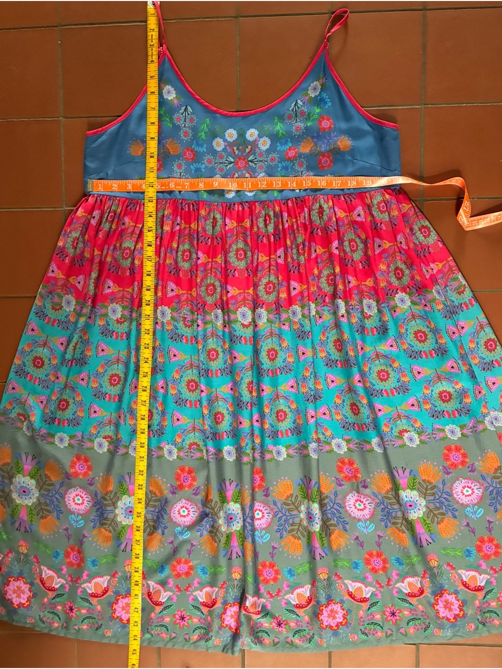 NATURAL LIFE Bright Floral Colorblock Sleeveless Dress - Blue & Pink & Turquoise - Picture 9 of 12